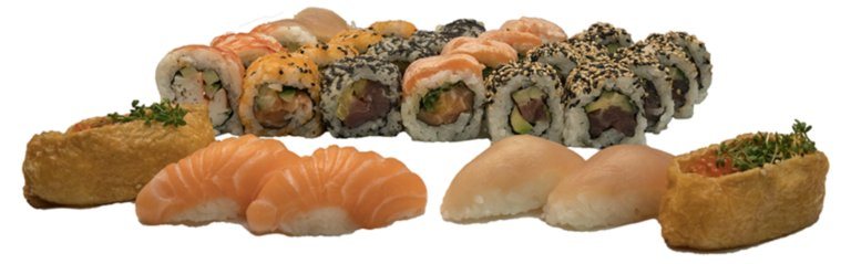 Eksempel på 30 stk. sushi - storfamiliebakke